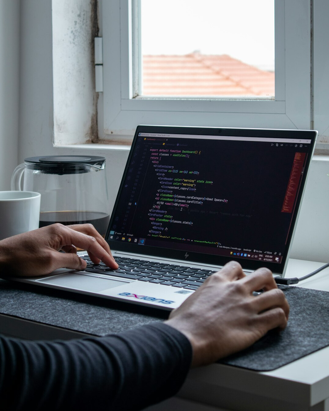 student learning coding at home